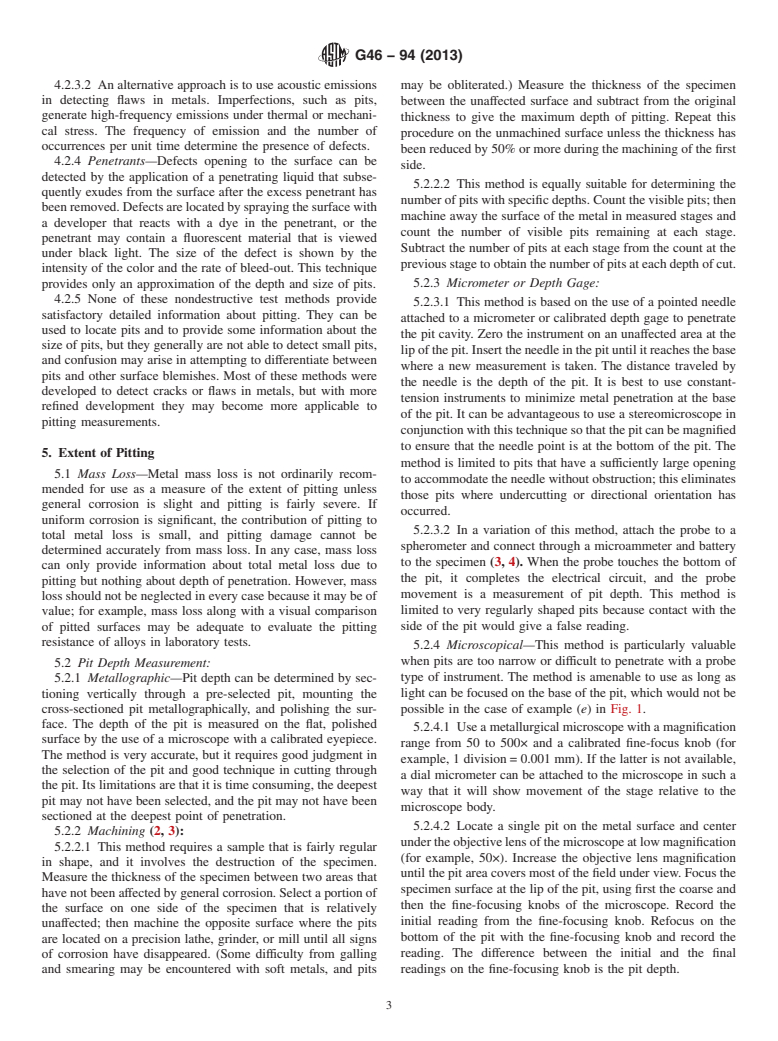 ASTM G46-94(2013) - Standard Guide for  Examination and Evaluation of Pitting Corrosion