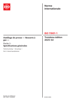 ISO 11901-1:2025 ISO 11901-1:2025 - Outillage de presse — Ressorts à gaz — Partie 1: Spécifications générales
Released:14. 02. 2025 - Page 1 preview