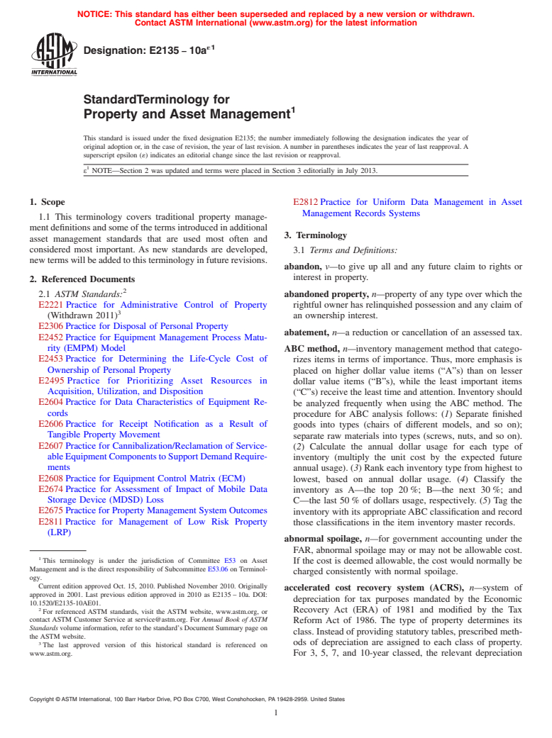 ASTM E2135-10ae1 - Standard Terminology for  Property and Asset Management