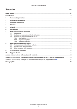ISO 23611-5:2024 ISO 23611-5:2024 - Qualité du sol — Prélèvement des invertébrés du sol — Partie 5: Prélèvement et extraction des macro-invertébrés du sol
Released:15. 08. 2024 - Page 3 preview