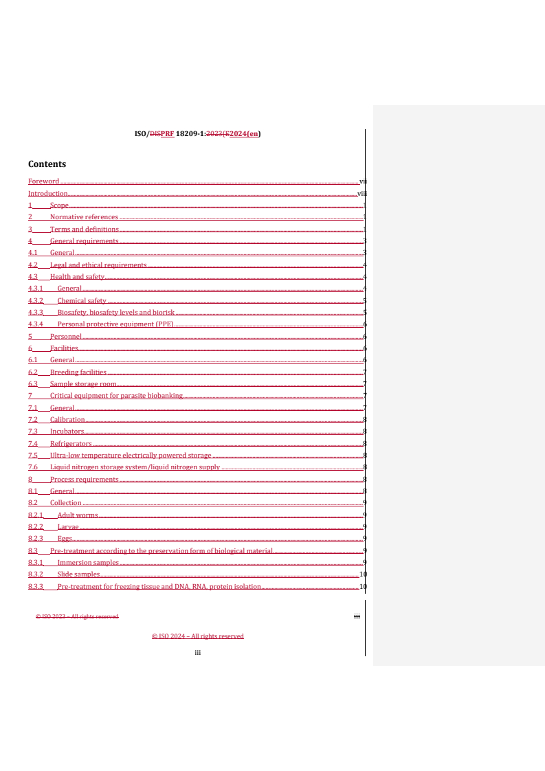 REDLINE ISO/PRF 18209-1 - Biotechnology — Biobanking of parasites — Part 1: Helminths
Released:12. 02. 2024