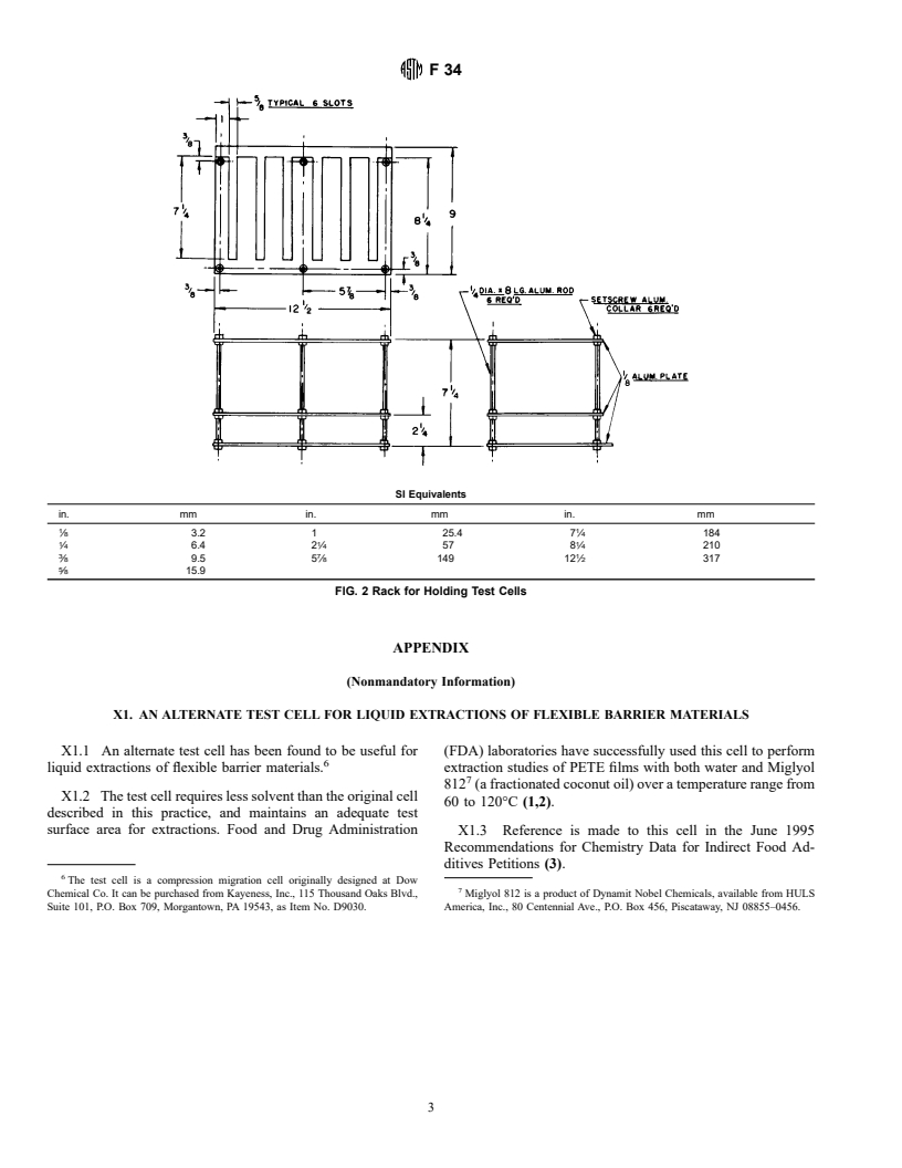 ASTM F34-98 - Standard Practice for Construction of Test Cell for Liquid Extraction of Flexible Barrier Materials