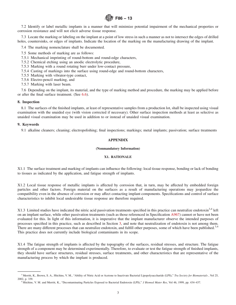 REDLINE ASTM F86-13 - Standard Practice for  Surface Preparation and Marking of Metallic Surgical Implants