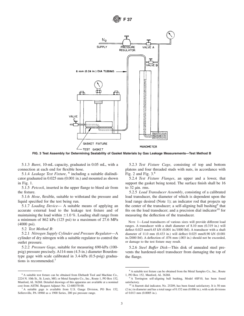 ASTM F37-00 - Standard Test Methods for Sealability of Gasket Materials