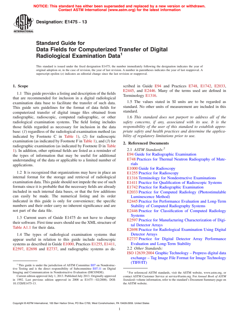 ASTM E1475-13 - Standard Guide for  Data Fields for Computerized Transfer of Digital Radiological  Examination Data