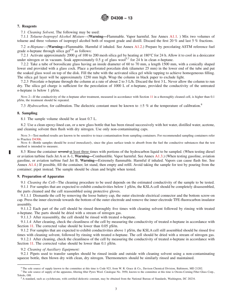 REDLINE ASTM D4308-13 - Standard Test Method for Electrical Conductivity of Liquid Hydrocarbons by Precision   Meter