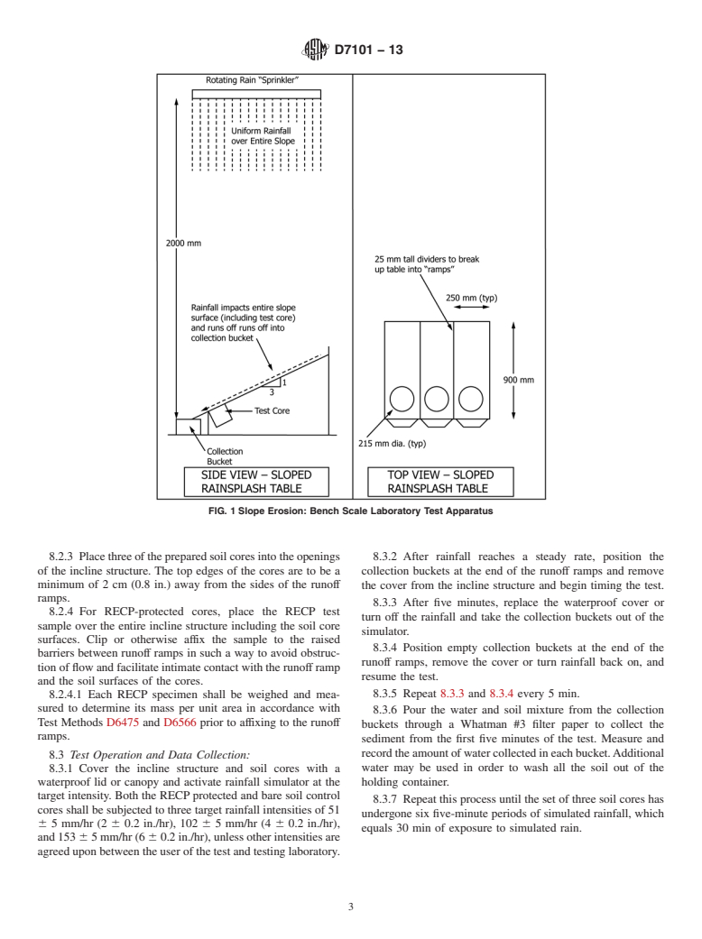 ASTM D7101-13 - Standard Index Test Method for  Determination of Unvegetated Rolled Erosion Control Product  (RECP)   Ability to Protect Soil from Rain Splash and Associated Runoff  Under Bench-Scale   Conditions