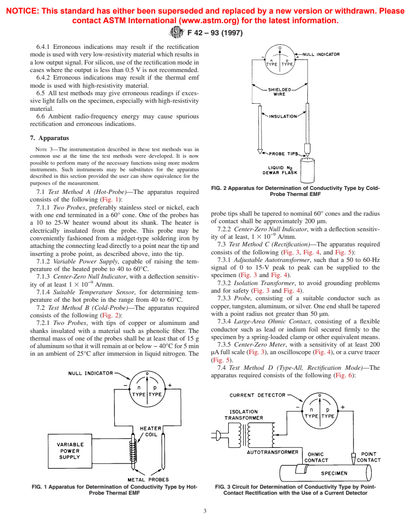 ASTM F42-93(1997) - Standard Test Methods for Conductivity Type of Extrinsic Semiconducting Materials