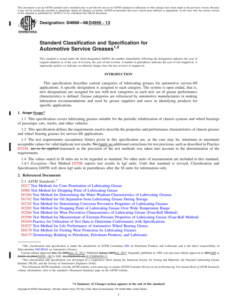 REDLINE ASTM D4950-13 - Standard Classification and Specification for  Automotive Service Greases