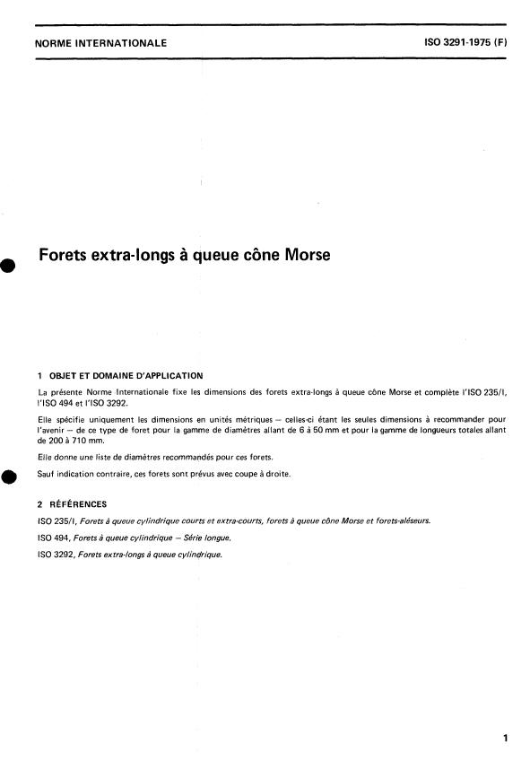 ISO 3291:1975 - Forets extra-longs a queue cône Morse