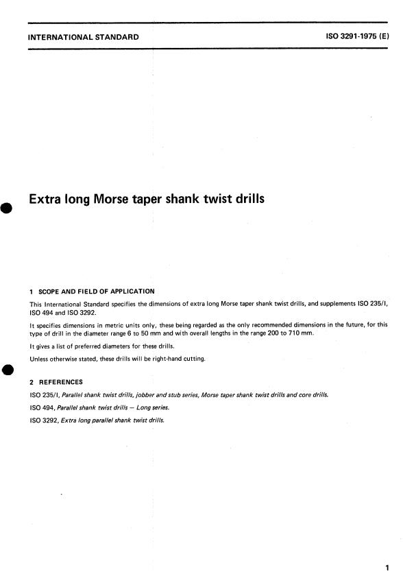 ISO 3291:1975 - Extra long Morse taper shank twist drills