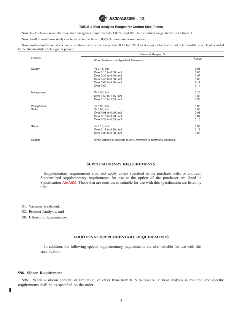 REDLINE ASTM A830/A830M-13 - Standard Specification for  Plates, Carbon Steel, Structural Quality, Furnished to Chemical   Composition Requirements