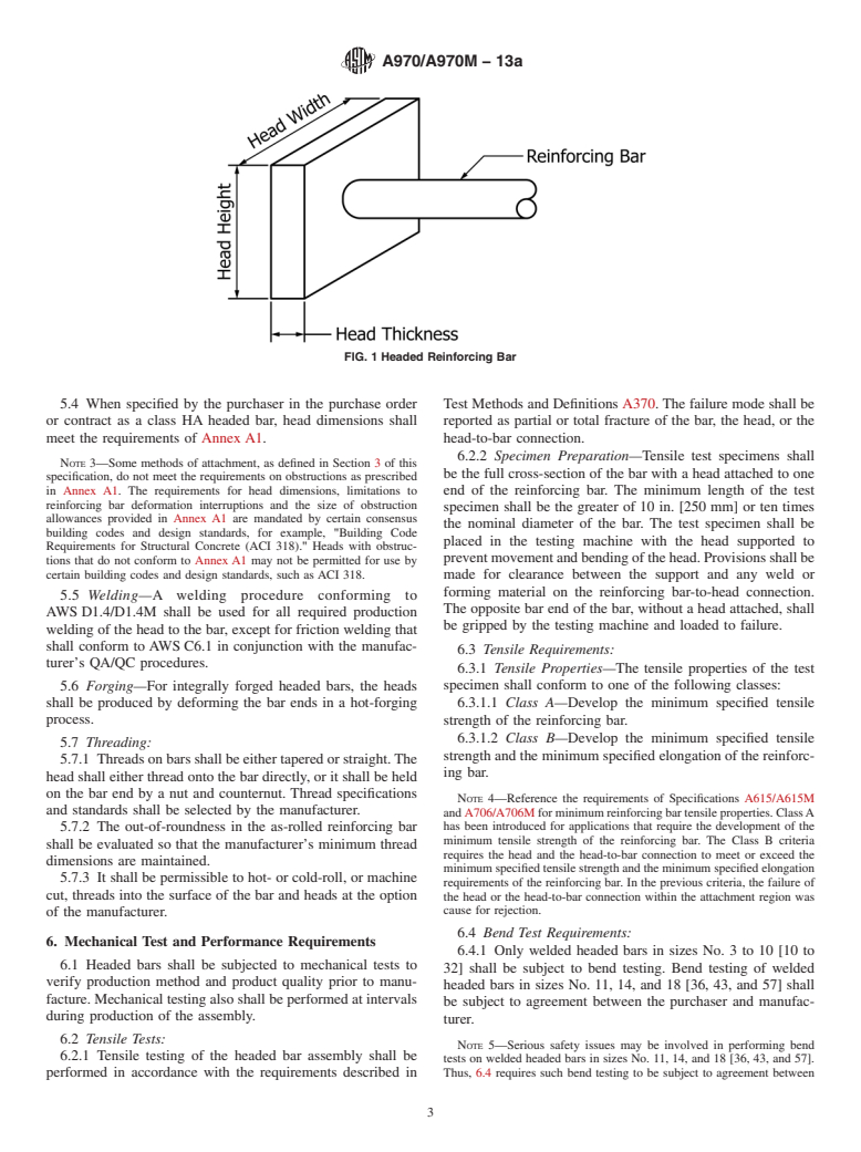 ASTM A970/A970M-13a - Standard Specification for  Headed Steel Bars for Concrete Reinforcement