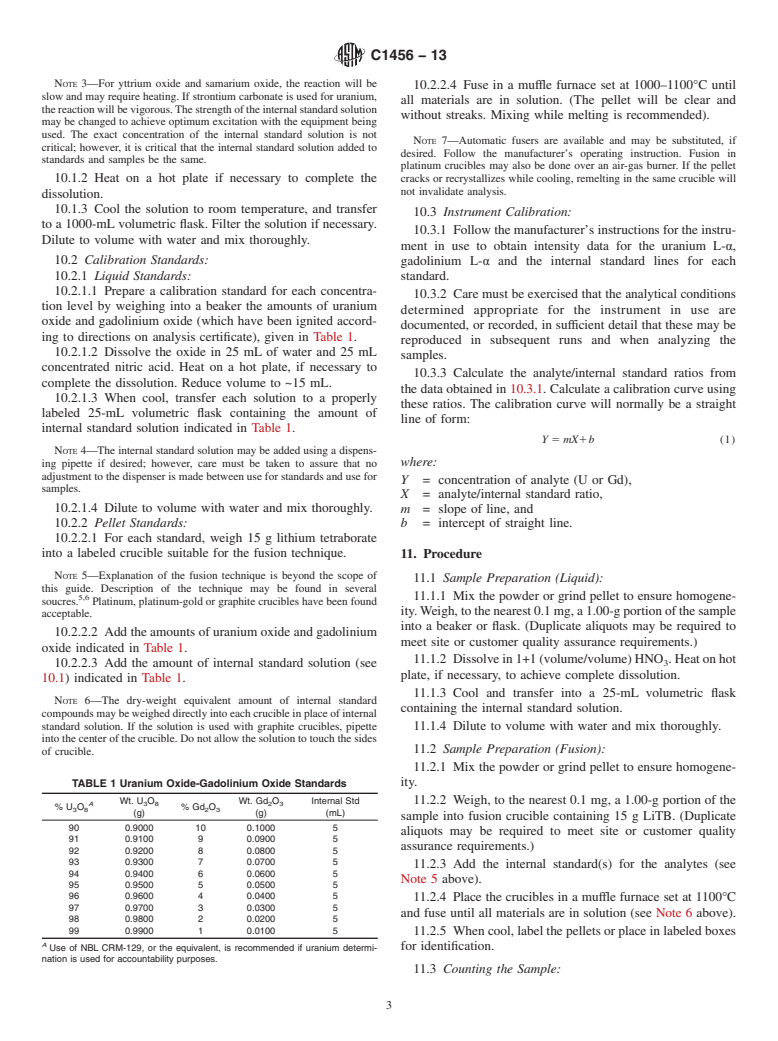 ASTM C1456-13 - Standard Test Method for  Determination of Uranium or Gadolinium (or both) in Gadolinium  Oxide-Uranium Oxide Pellets or by X-Ray Fluorescence (XRF)