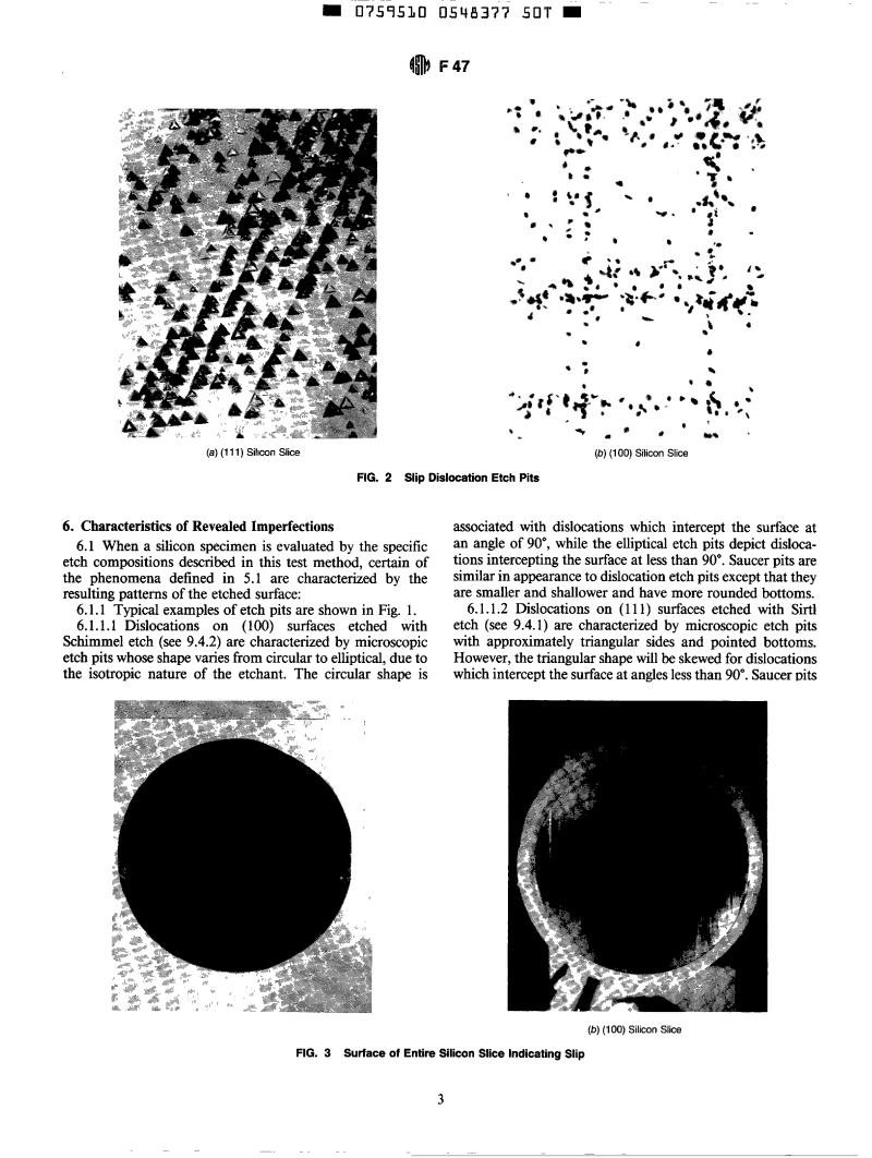 ASTM F47-94 - Test Method for Crystalographic Perfection of Silicon by Preferential Etch Techniques (Withdrawn 1998)