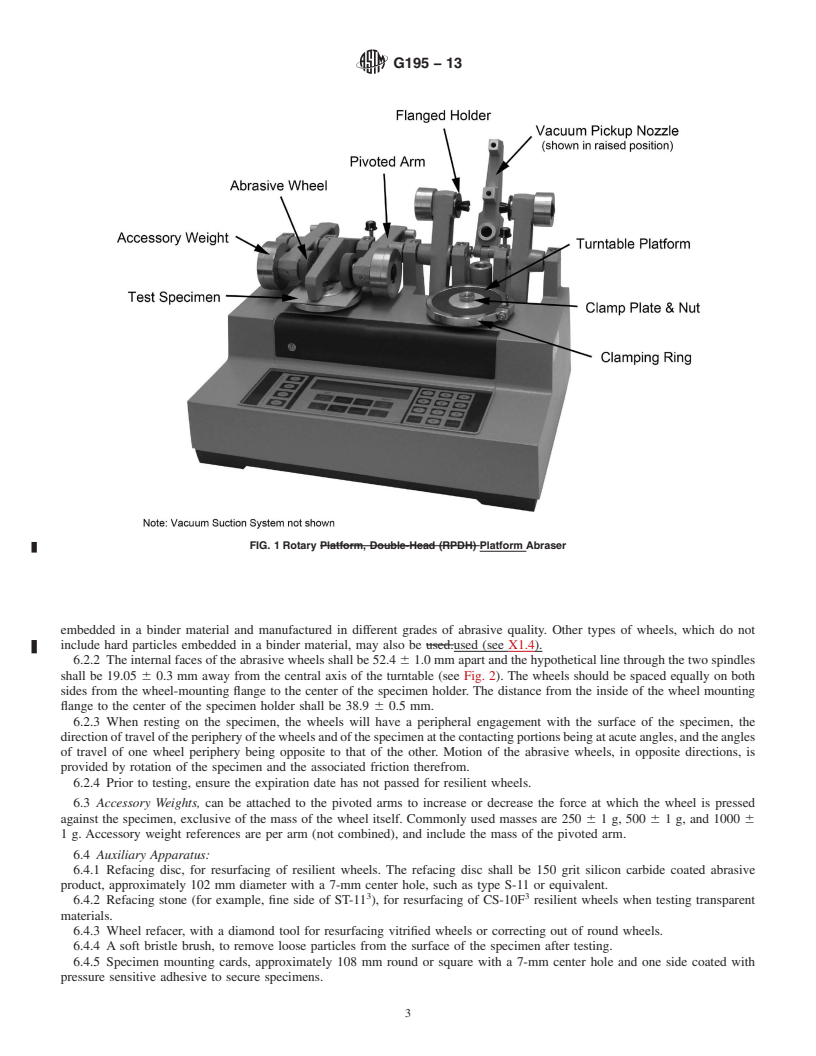 REDLINE ASTM G195-13 - Standard Guide for  Conducting Wear Tests Using a Rotary Platform Abraser