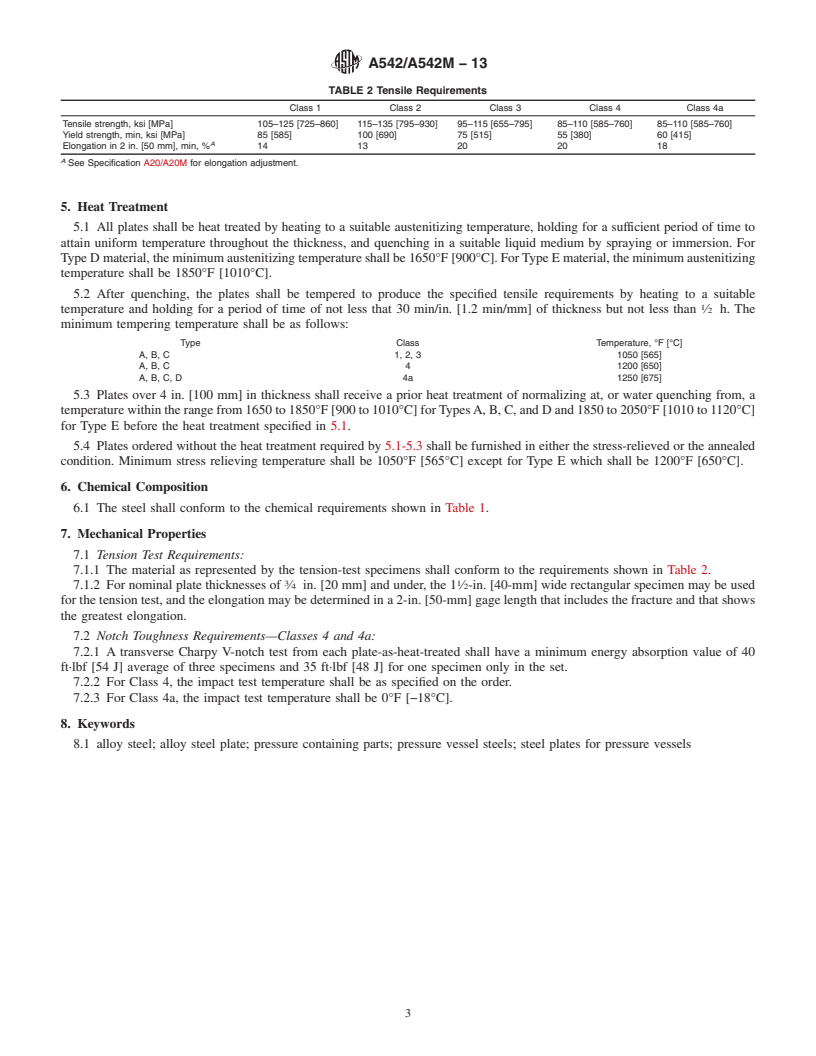REDLINE ASTM A542/A542M-13 - Standard Specification for  Pressure Vessel Plates, Alloy Steel, Quenched-and-Tempered,  Chromium-Molybdenum, and Chromium-Molybdenum-Vanadium