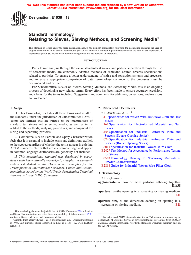 ASTM E1638-13 - Standard Terminology  Relating to Sieves, Sieving Methods, and Screening Media