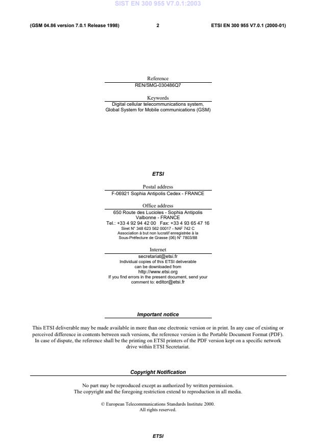 SIST EN 300 955 V7.0.1:2003 SIST EN 300 955 V7.0.1:2003 - Page 4 preview