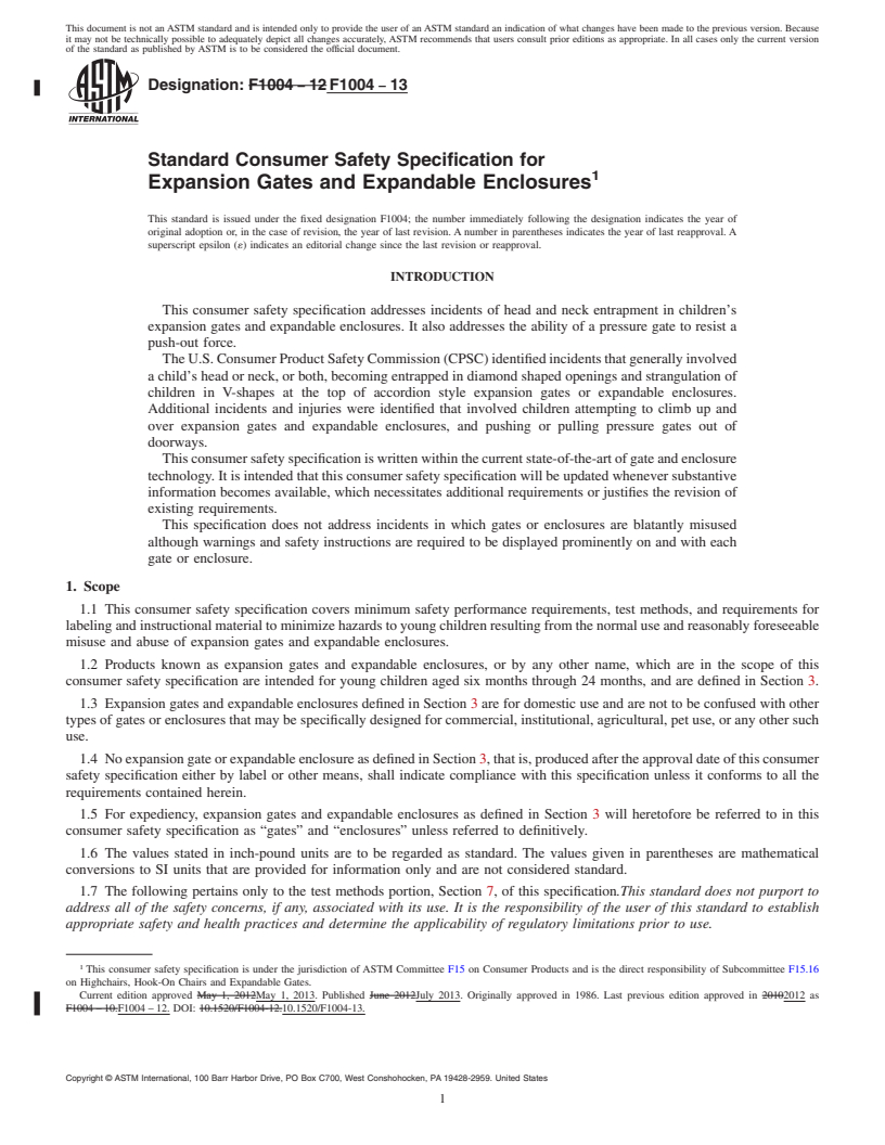 REDLINE ASTM F1004-13 - Standard Consumer Safety Specification for  Expansion Gates and Expandable Enclosures