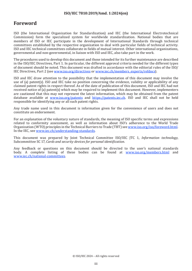 ISO/IEC 7810:2019/Amd 1:2024 - Identification cards — Physical characteristics — Amendment 1: Additional requirements for integrated circuit cards with contacts
Released:12. 01. 2024