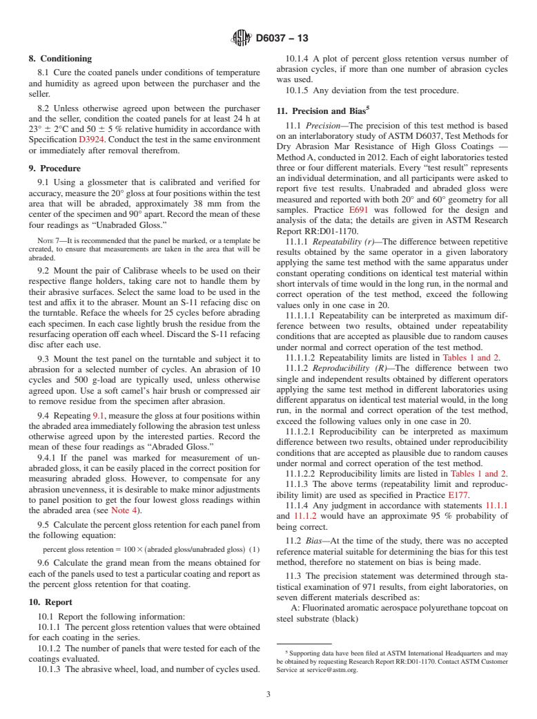 ASTM D6037-13 - Standard Test Methods for Dry Abrasion Mar Resistance of High Gloss Coatings