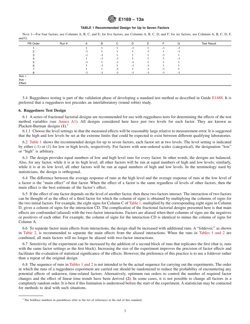 REDLINE ASTM E1169-13a - Standard Practice for  Conducting Ruggedness Tests