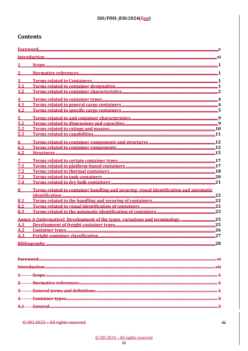 REDLINE ISO/FDIS 830 - Freight containers — Vocabulary
Released:16. 05. 2024