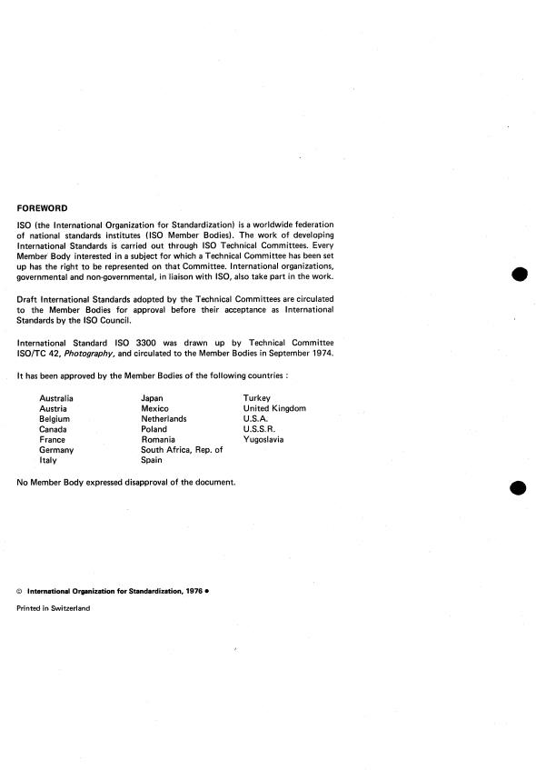 ISO 3300:1976 ISO 3300:1976 - Photographic grade sodium thiosulphate, anhydrous -- Specification - Page 2 preview