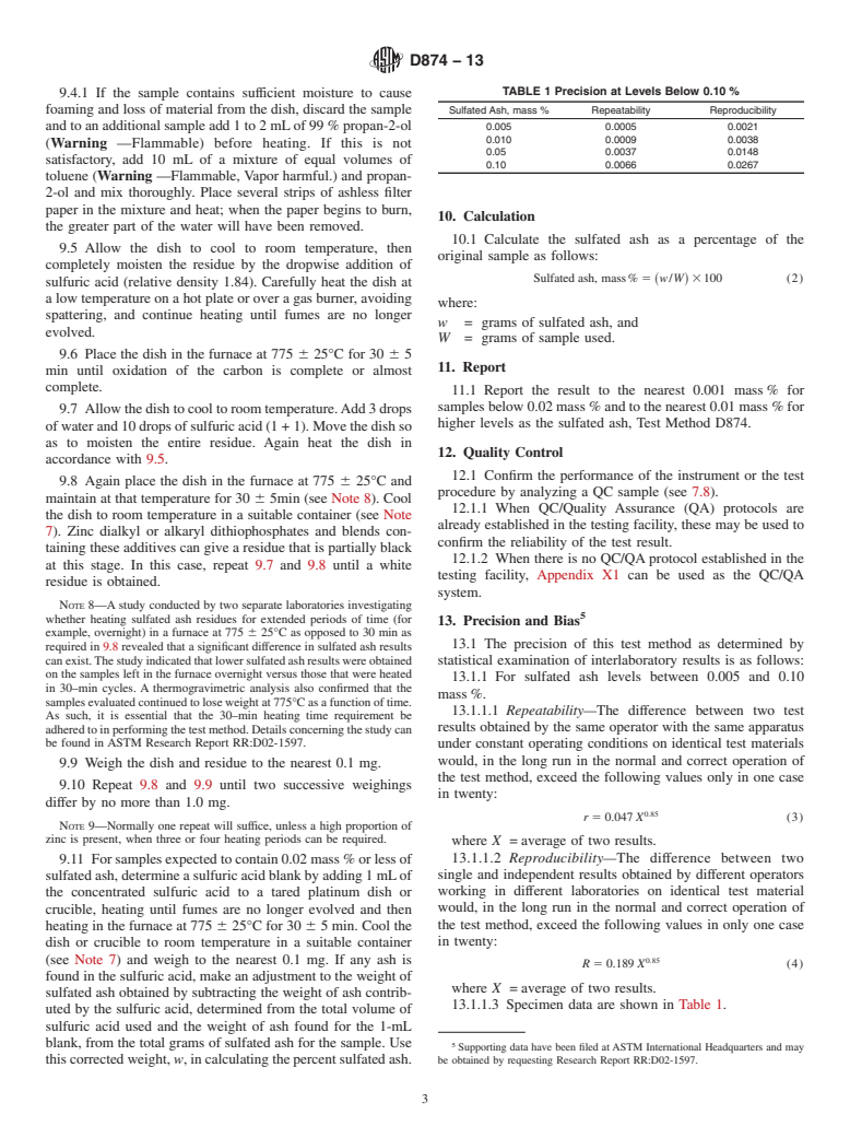 ASTM D874-13 - Standard Test Method for Sulfated Ash from Lubricating Oils and Additives