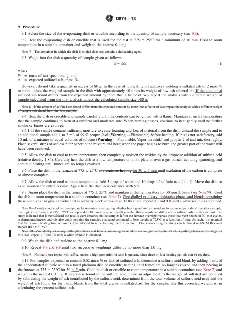 REDLINE ASTM D874-13 - Standard Test Method for Sulfated Ash from Lubricating Oils and Additives