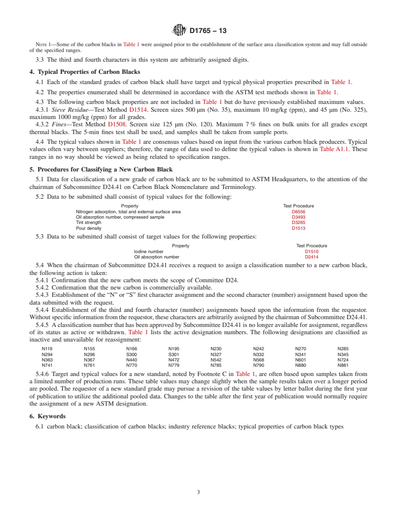 REDLINE ASTM D1765-13 - Standard Classification System for  Carbon Blacks Used in Rubber Products