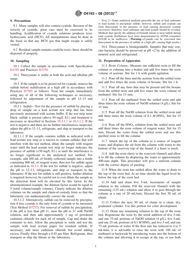 ASTM D4193-08(2013)e1 - Standard Test Method for  Thiocyanate in Water