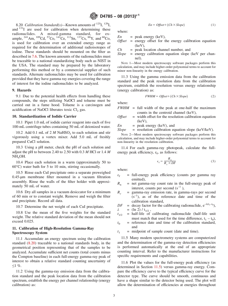 ASTM D4785-08(2013)e1 - Standard Test Method for  Low-Level Analysis of Iodine Radioisotopes in Water