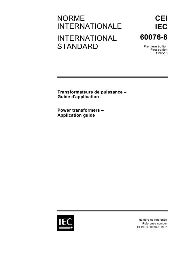 IEC 60076-8:1997 - Power transformers - Part 8: Application guide