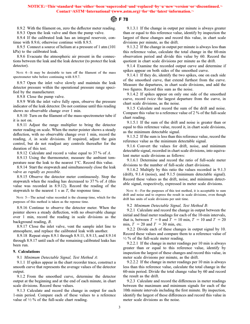 ASTM F78-97 - Standard Test Method for Calibration of Helium Leak Detectors by Use of Secondary Standards