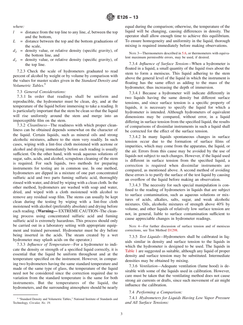 ASTM E126-13 - Standard Test Method for  Inspection, Calibration, and Verification of ASTM Hydrometers