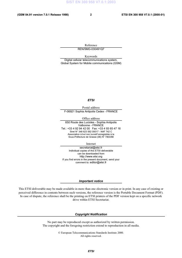 SIST EN 300 958 V7.0.1:2003 SIST EN 300 958 V7.0.1:2003 - Page 4 preview