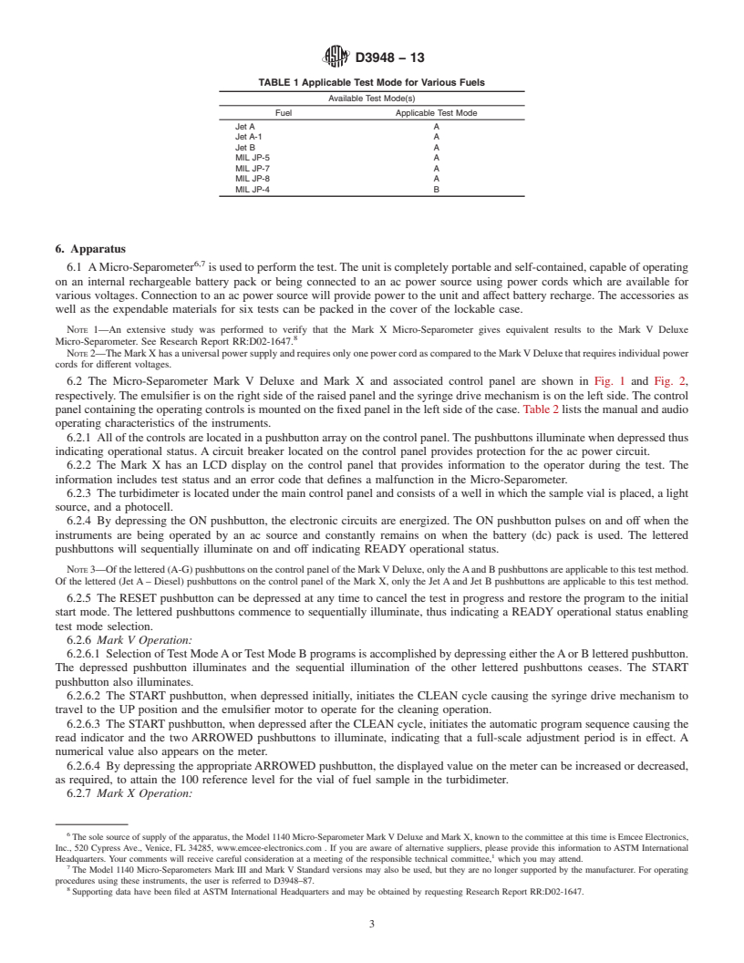 REDLINE ASTM D3948-13 - Standard Test Method for  Determining Water Separation Characteristics of Aviation Turbine   Fuels by Portable Separometer