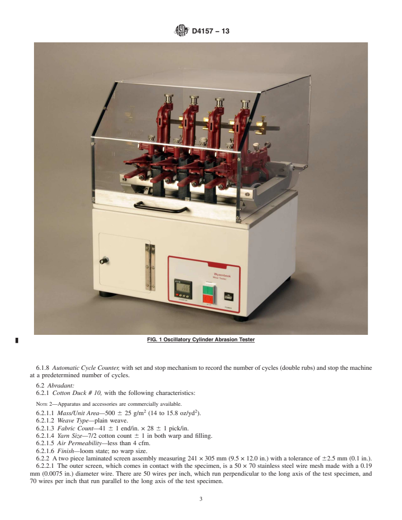 REDLINE ASTM D4157-13 - Standard Test Method for  Abrasion Resistance of Textile Fabrics (Oscillatory Cylinder  Method)