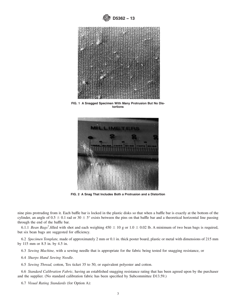 REDLINE ASTM D5362-13 - Standard Test Method for  Snagging Resistance of Fabrics (Bean Bag)