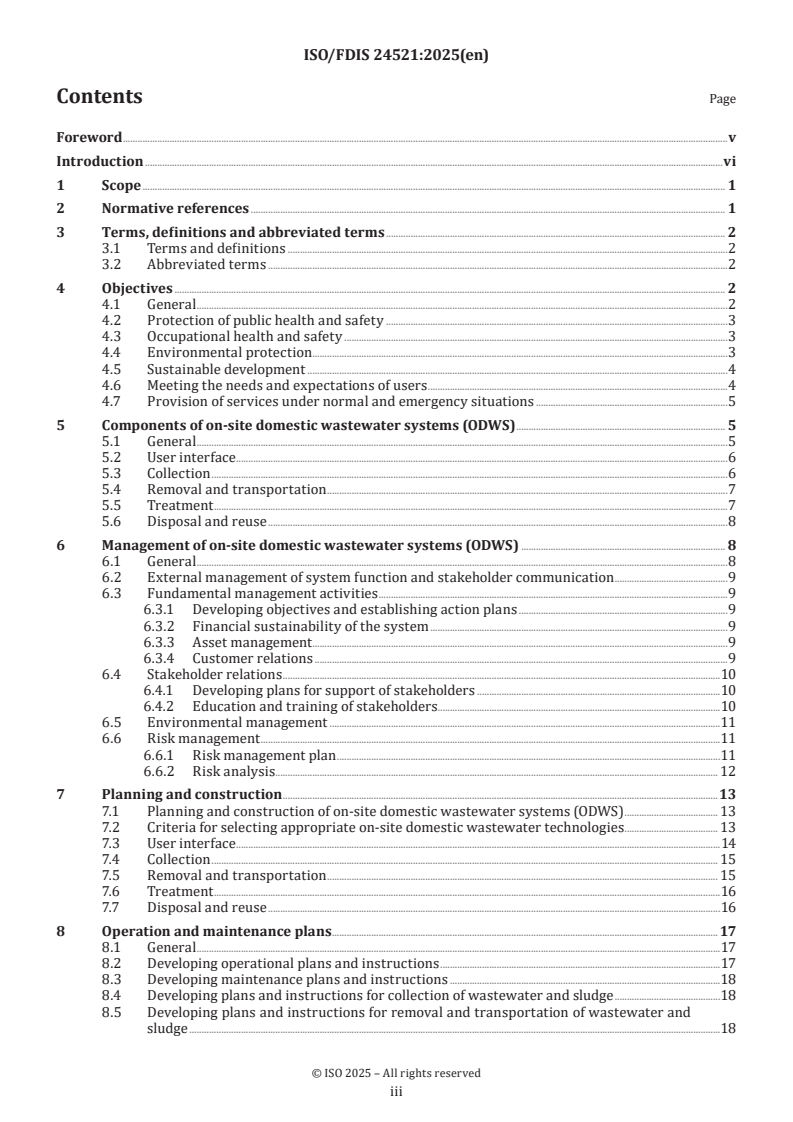 ISO/FDIS 24521 - Drinking water, wastewater and stormwater systems and services — Management of on-site domestic wastewater services
Released:25. 02. 2025