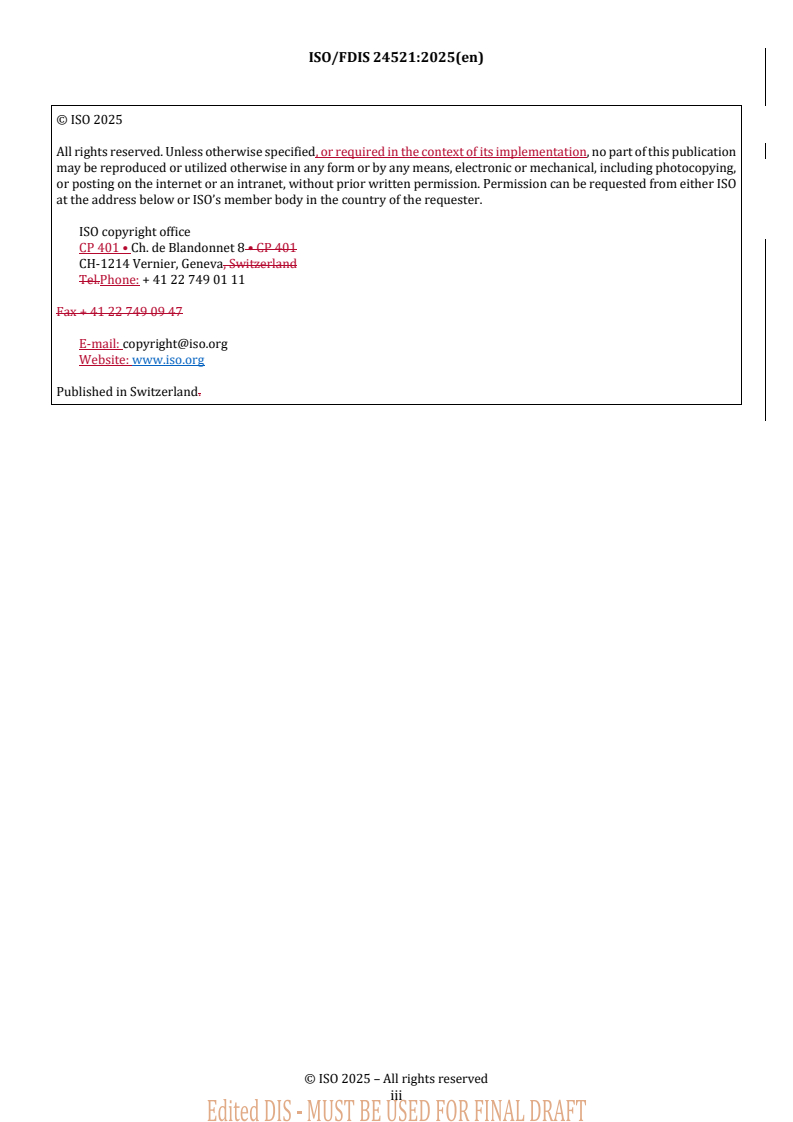 REDLINE ISO/FDIS 24521 - Drinking water, wastewater and stormwater systems and services — Management of on-site domestic wastewater services
Released:25. 02. 2025