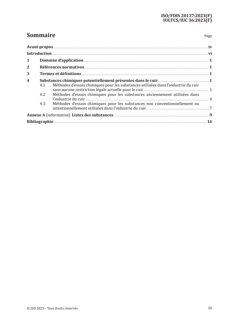 ISO/FDIS 20137 - Cuir — Essais chimiques — Lignes directrices pour les essais de produits chimiques critiques sur le cuir
Released:9/5/2023