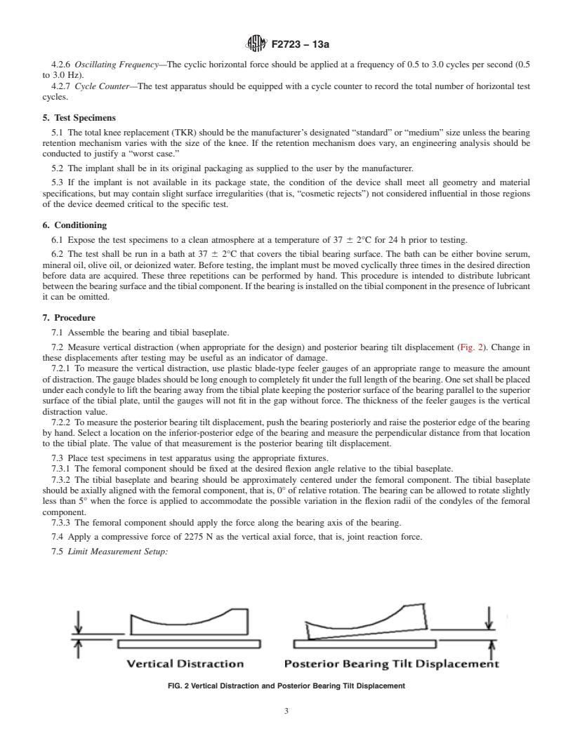 REDLINE ASTM F2723-13a - Standard Test Method for  Evaluating Mobile Bearing Knee Tibial Baseplate/Bearing Resistance  to Dynamic Disassociation