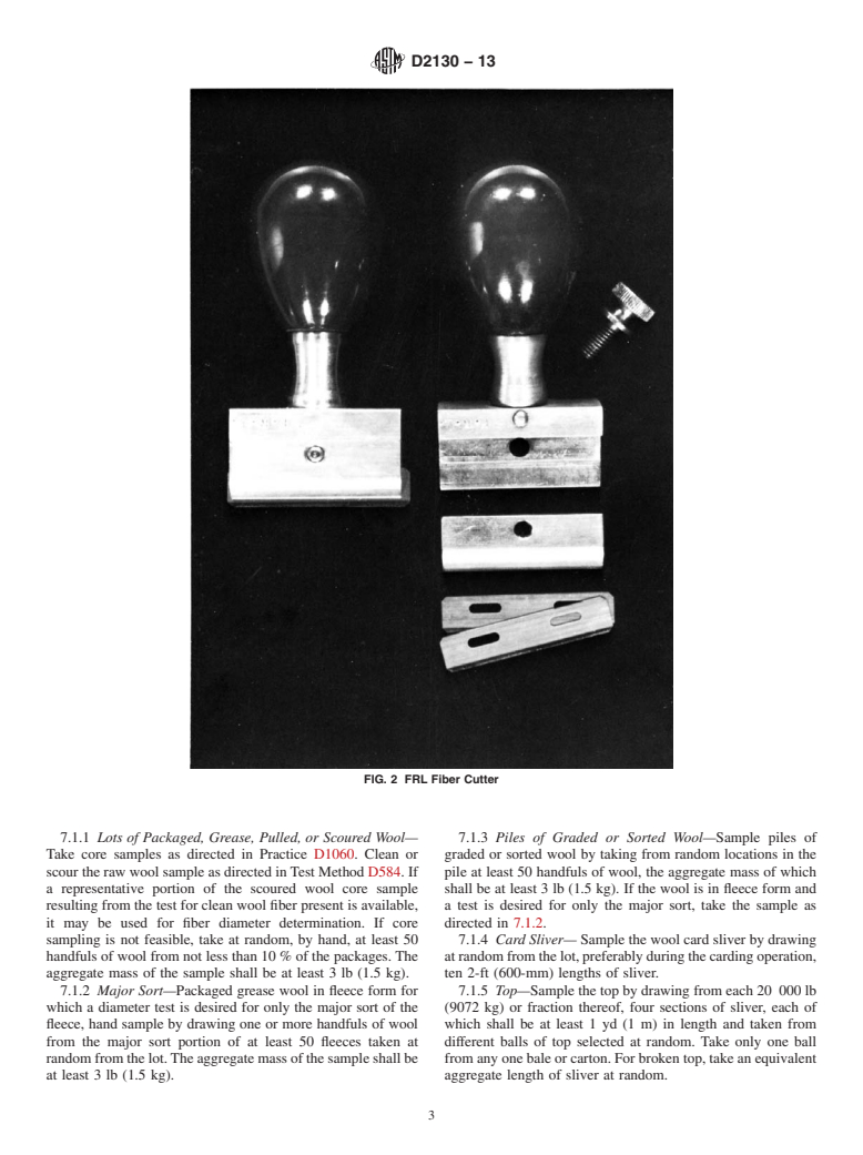 ASTM D2130-13 - Standard Test Method for  Diameter of Wool and Other Animal Fibers by Microprojection (Withdrawn 2022)