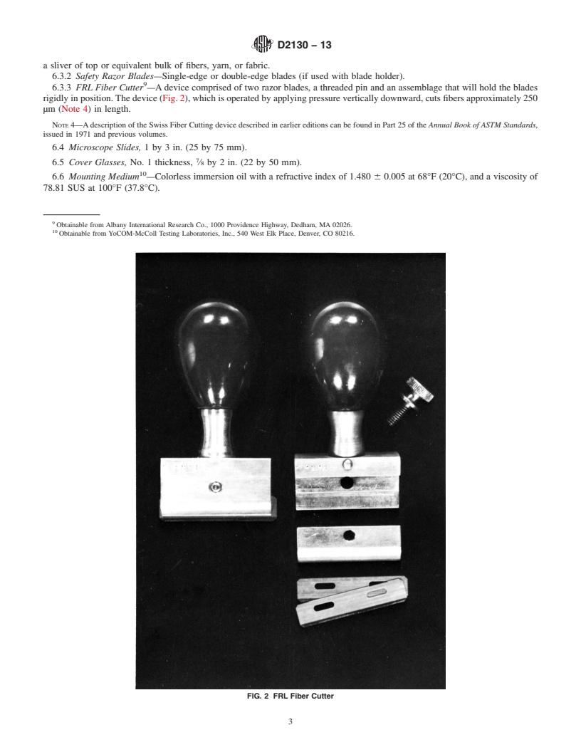 REDLINE ASTM D2130-13 - Standard Test Method for  Diameter of Wool and Other Animal Fibers by Microprojection (Withdrawn 2022)