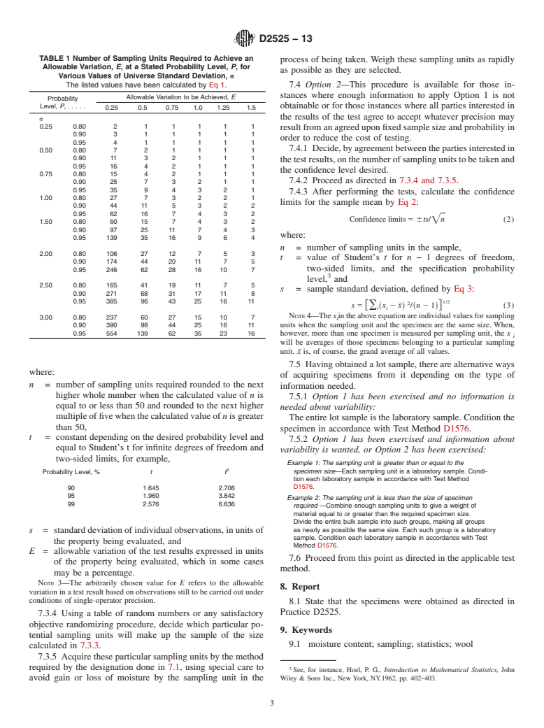 ASTM D2525-13 - Standard Practice for  Sampling Wool for Moisture (Withdrawn 2022)