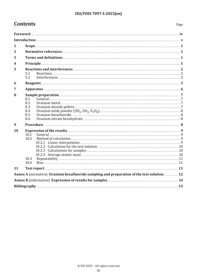ISO/FDIS 7097-1 - Nuclear fuel technology — Determination of uranium in solutions, uranium hexafluoride and solids — Part 1: Iron(II) reduction/potassium dichromate oxidation titrimetric method
Released:24. 03. 2025