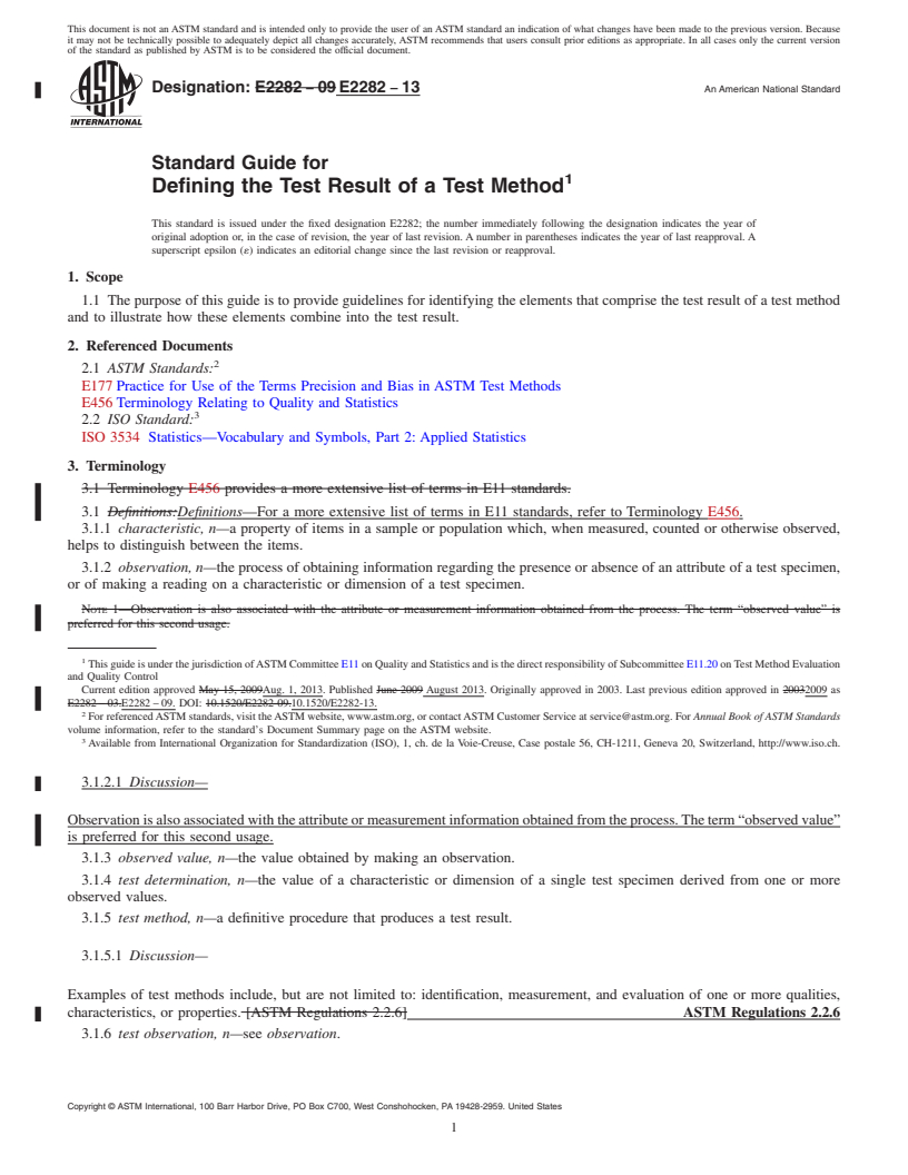 REDLINE ASTM E2282-13 - Standard Guide for  Defining the Test Result of a Test Method
